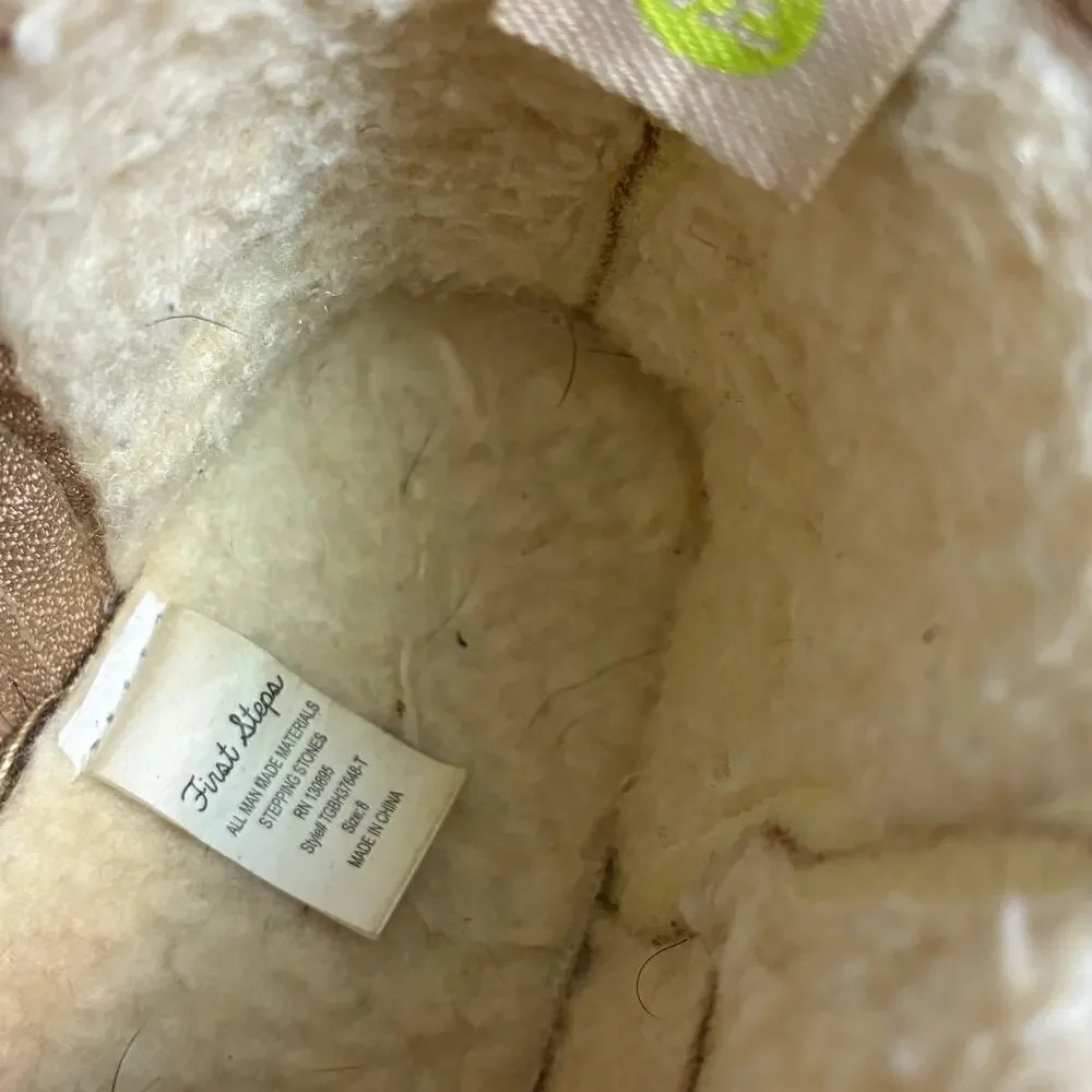 First Steps Baby Toddler Girls Ankle Boots Size 8 Shearling Lined Zipper Winter